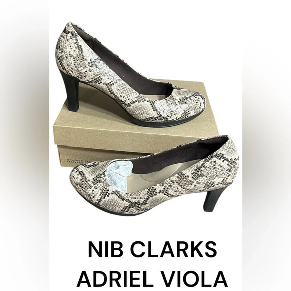 Clark’s Adriel Viola,Women shoes,NEW,Taupe snake,animal print,3.5 “ heel ,solid - Picture 1 of 13